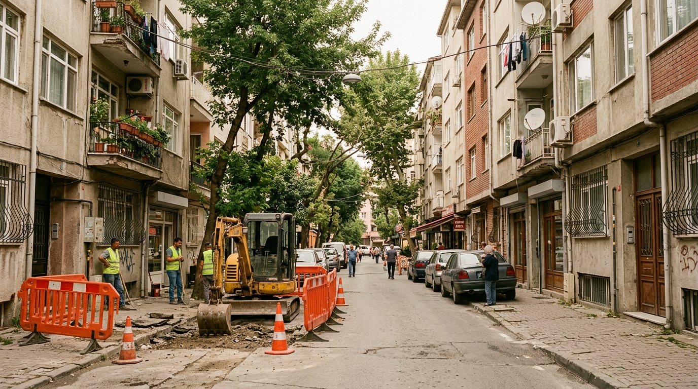 Moda’da yol çalışması yapılan bir sokağın temsili fotoğrafı