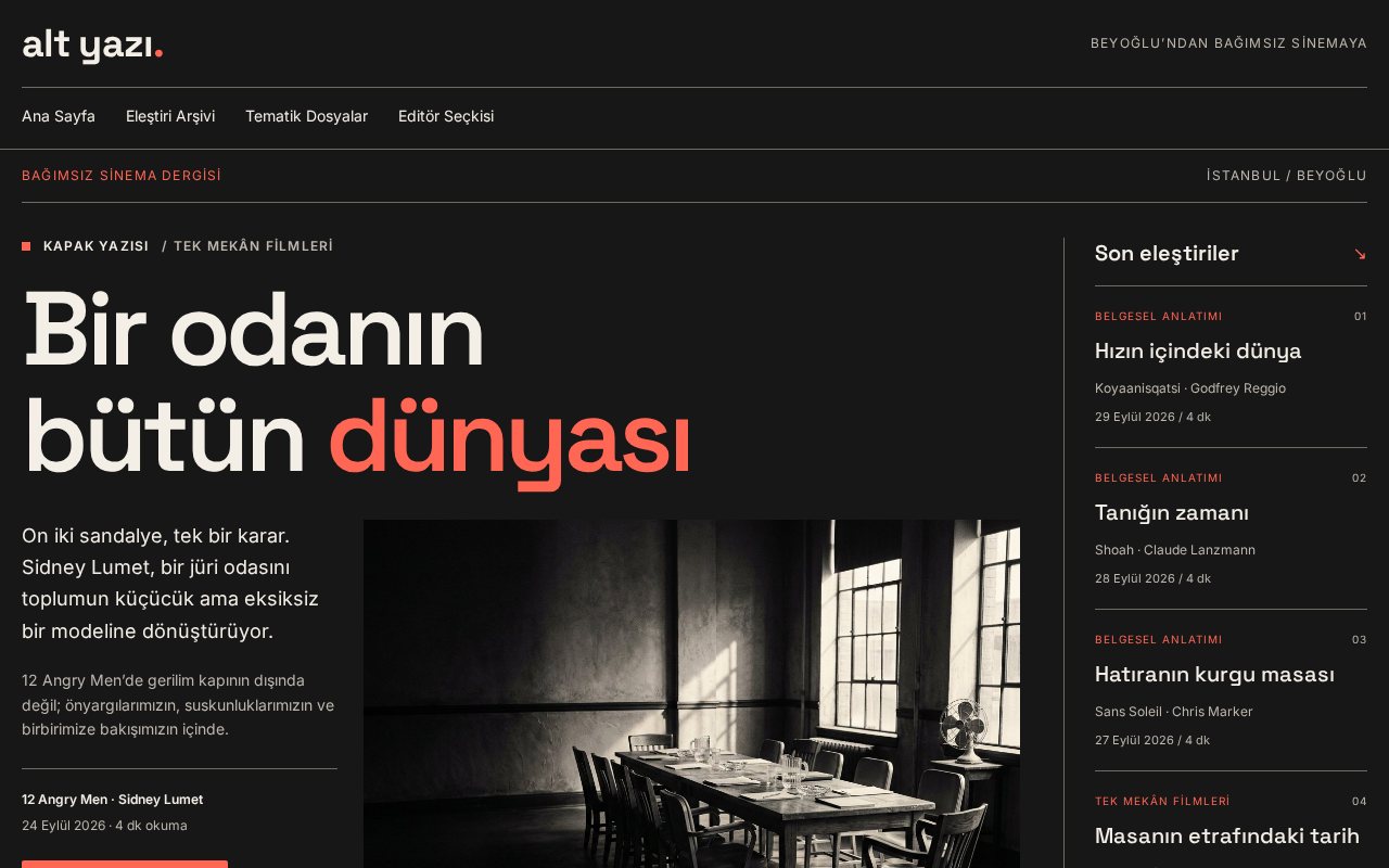 Alt Yazı: sinema eleştiri blogu şablonu önizlemesi