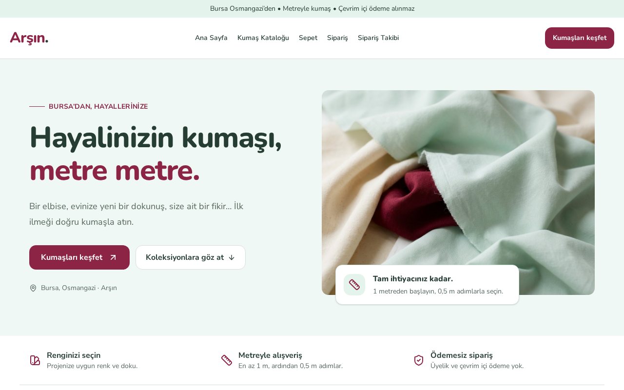 Arşın: metreyle kumaş mağazası şablonu önizlemesi