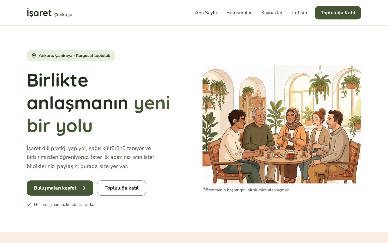 İşaret: işaret dili topluluğu şablonu önizlemesi