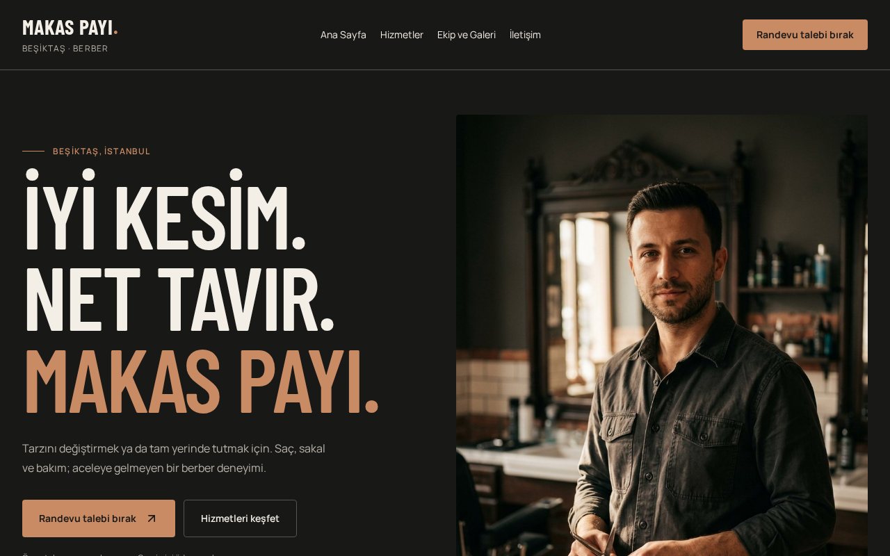 Makas Payı: berber randevusu şablonu önizlemesi