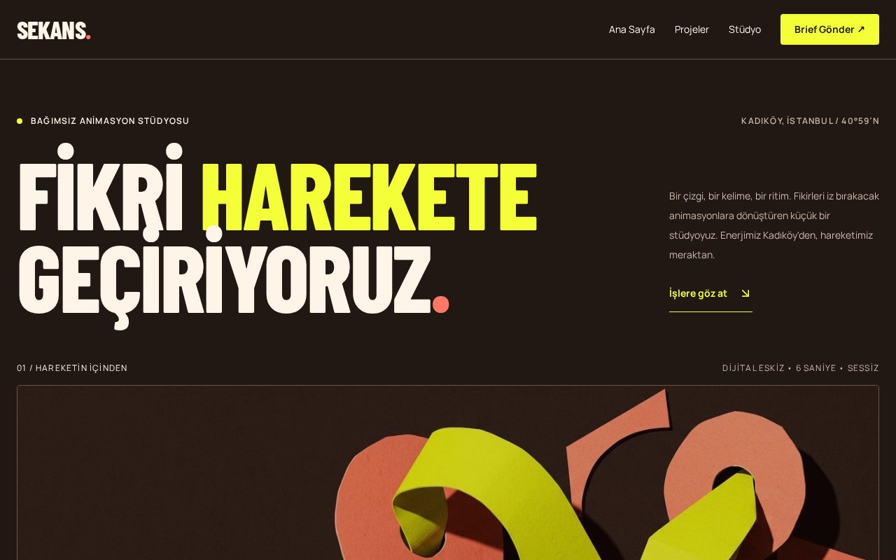 Sekans: animasyon stüdyosu portfolyosu şablonu önizlemesi