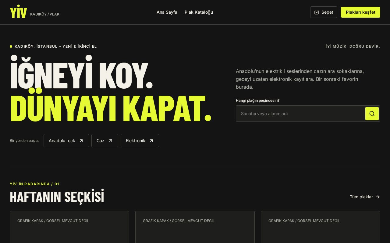 Yiv: plak mağazası şablonu önizlemesi